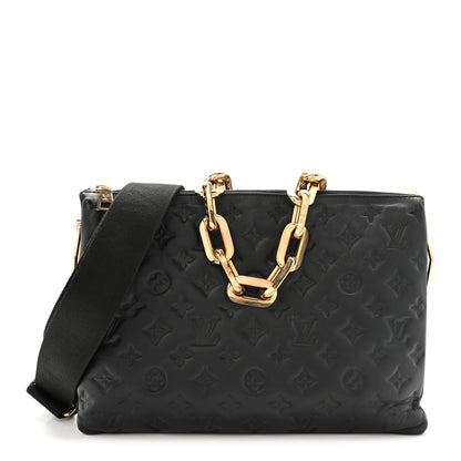 Louis Vuitton Lambskin Embossed Monogram Coussin MM Black 1 of 19