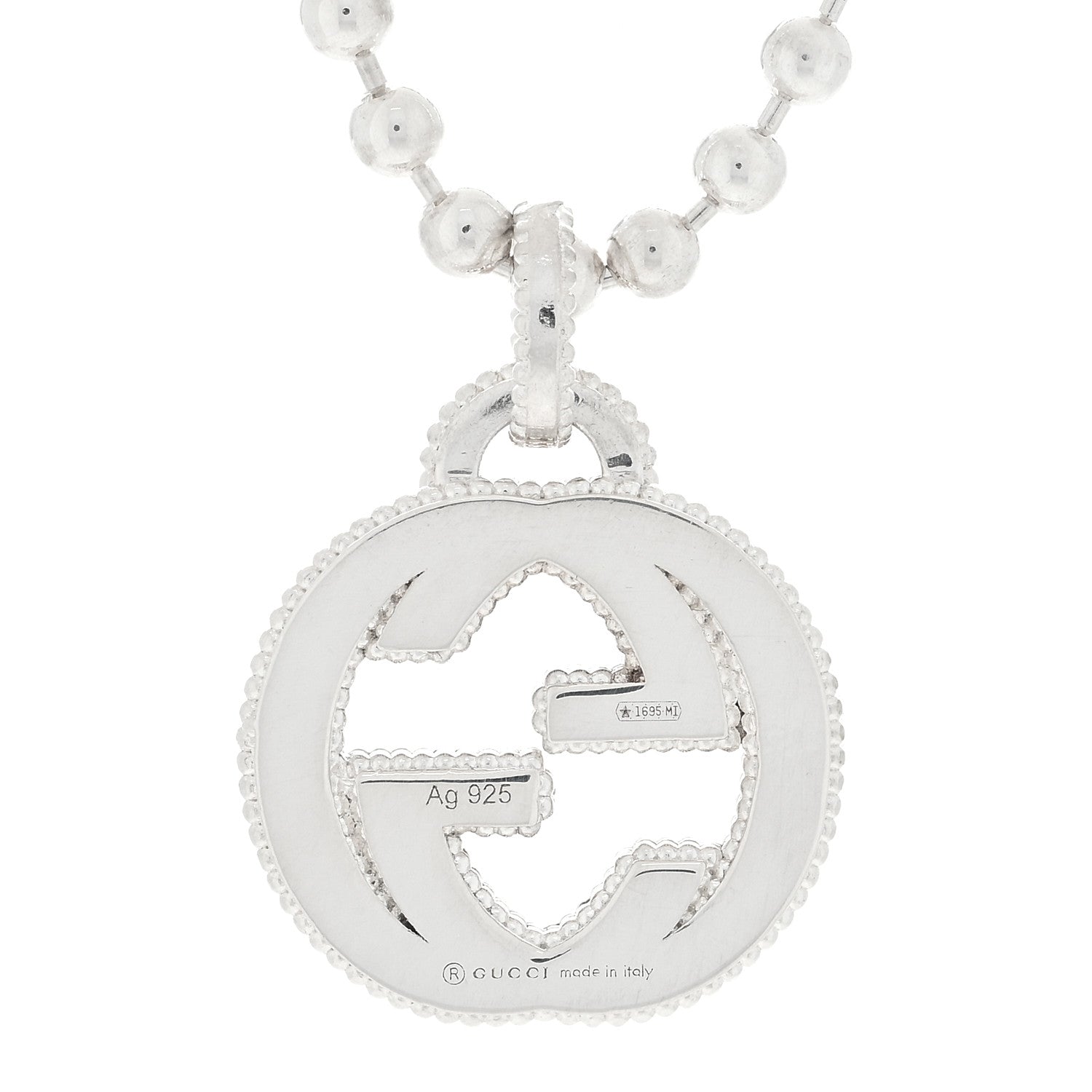 Gucci Sterling Silver Interlocking GG Pendant Beaded Necklace 3 of 3
