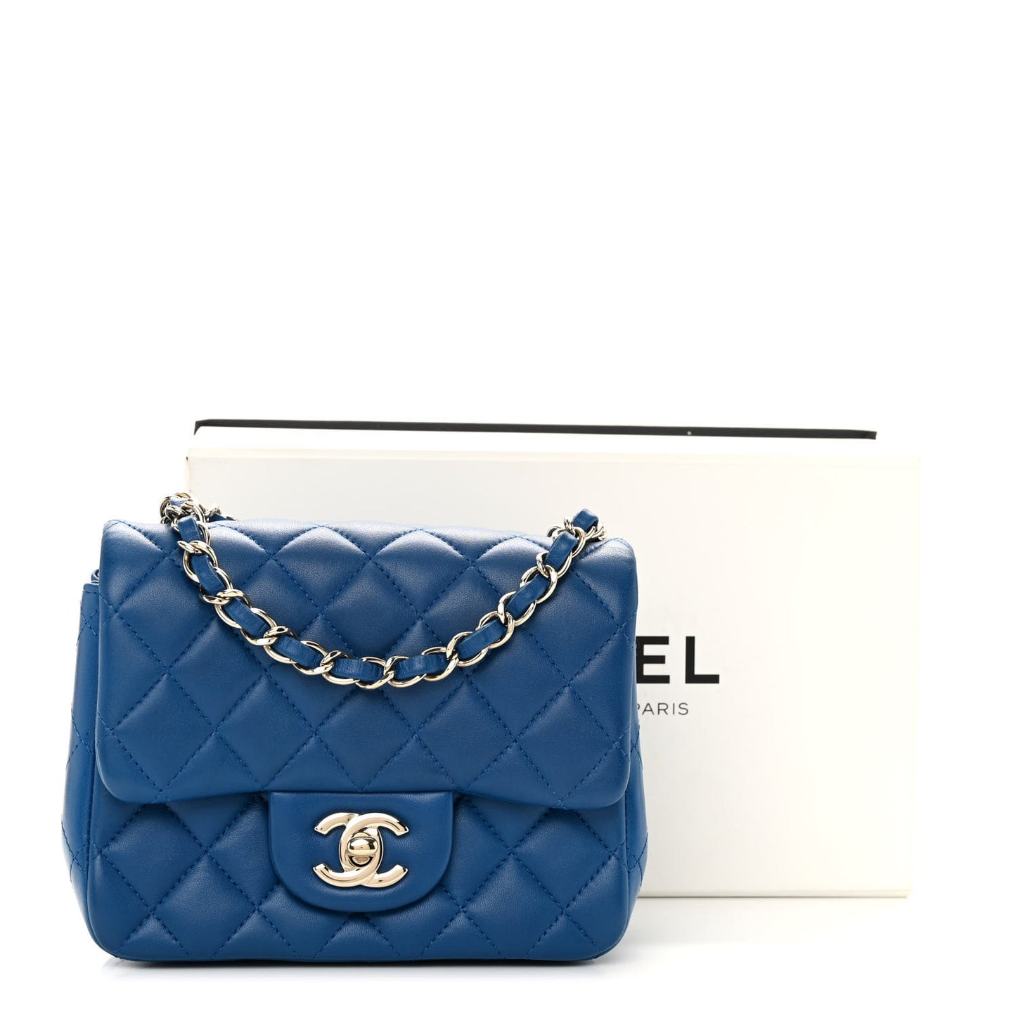 Lambskin Quilted Mini Square Flap Blue