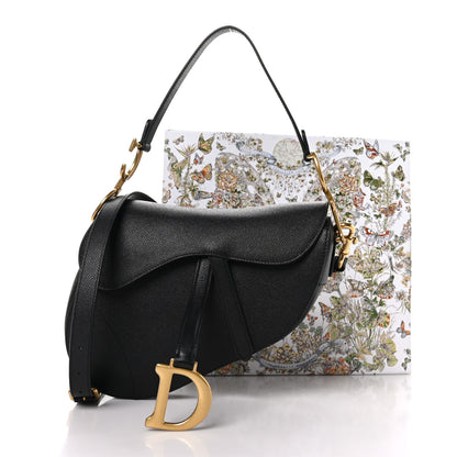 Christian Dior Grained Calfskin Saddle Bag With Strap Black 3 of 10