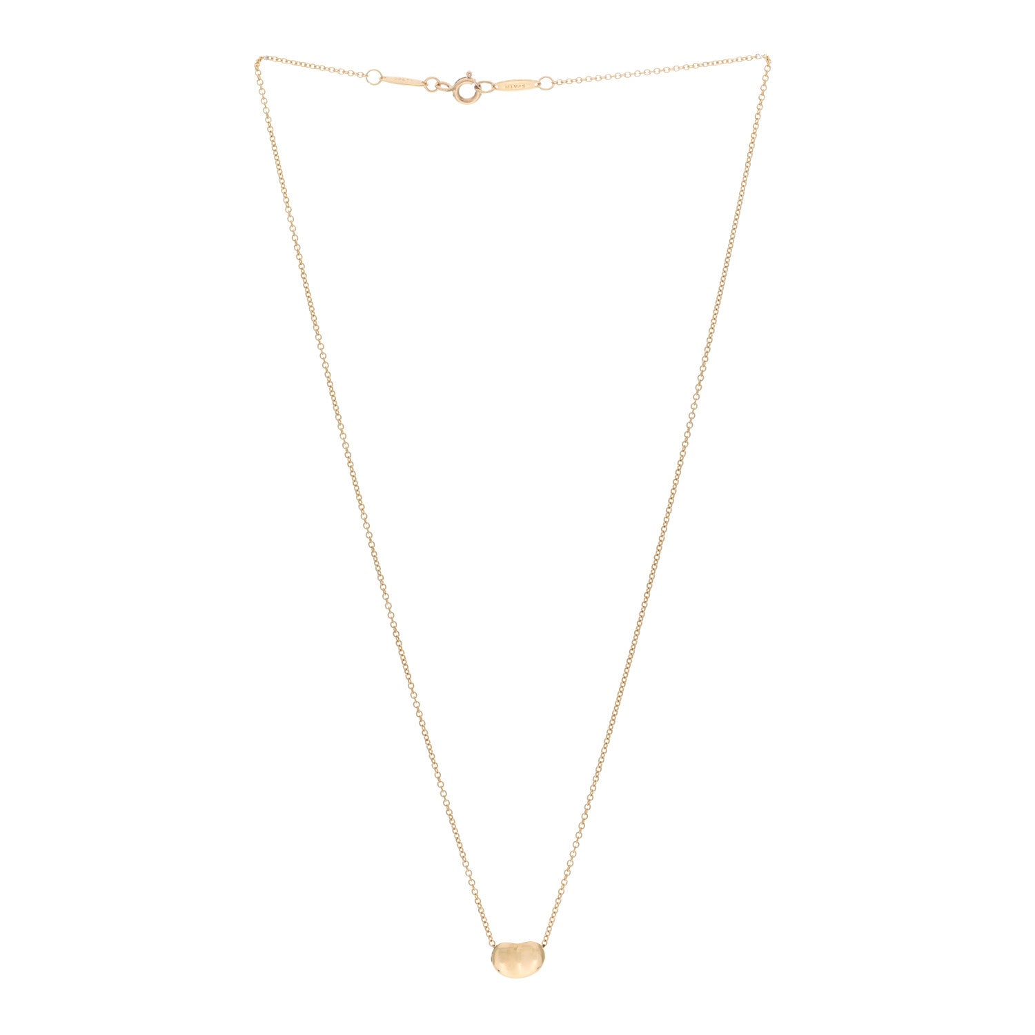 Tiffany 18K Yellow Gold 9mm Elsa Peretti Bean Pendant Necklace 3 of 4