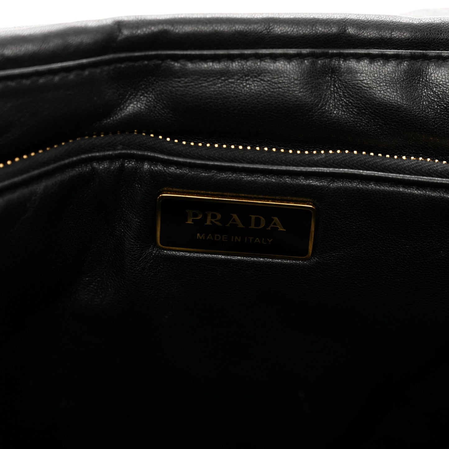 Nappa Soft Padded Logo Embossed Triangle Quilted Shoulder Bag Black