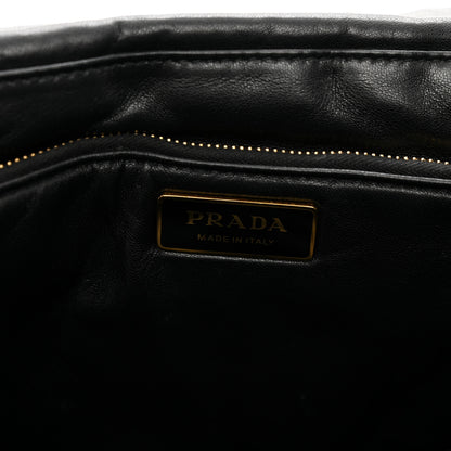 Prada Nappa Soft Padded Logo Embossed Triangle Quilted Shoulder Bag Black 8 of 10