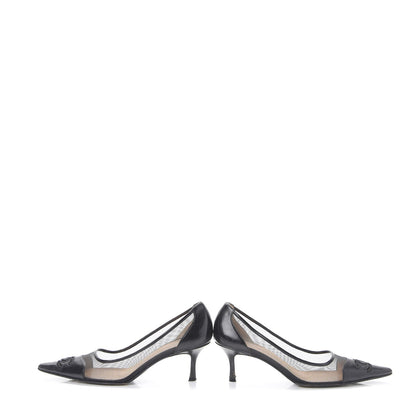 Chanel Lambskin Mesh CC Kitten Heels Pumps 38 Black 5 of 17