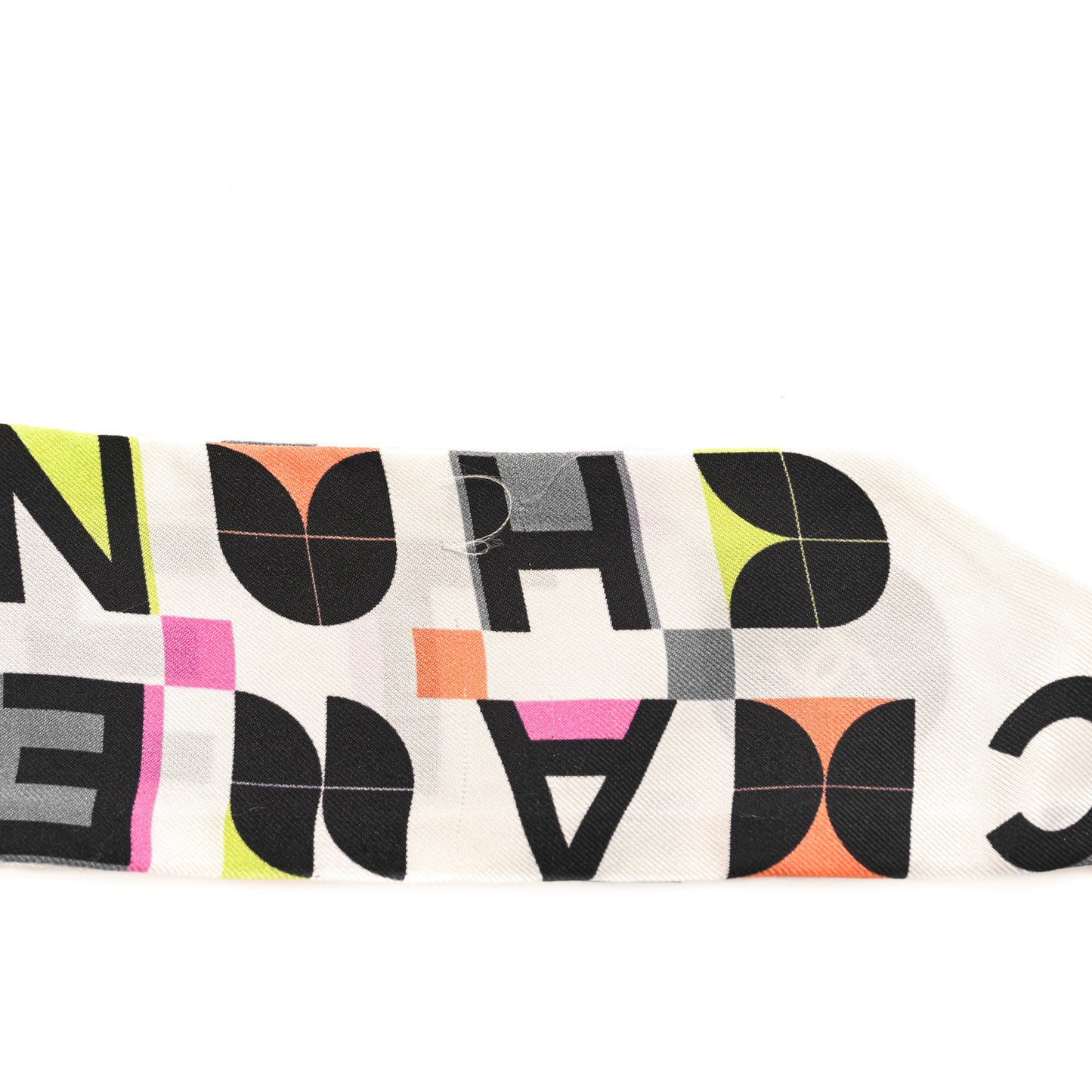 Silk Logo Slim Bandeau Scarf White Black Orange
