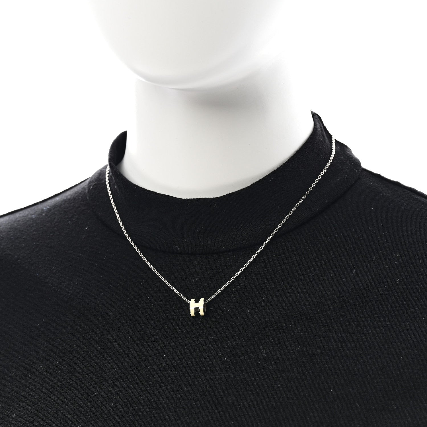 Hermes Palladium Mini Pop H Pendant Necklace Jaune Soufre Pale 2 of 6