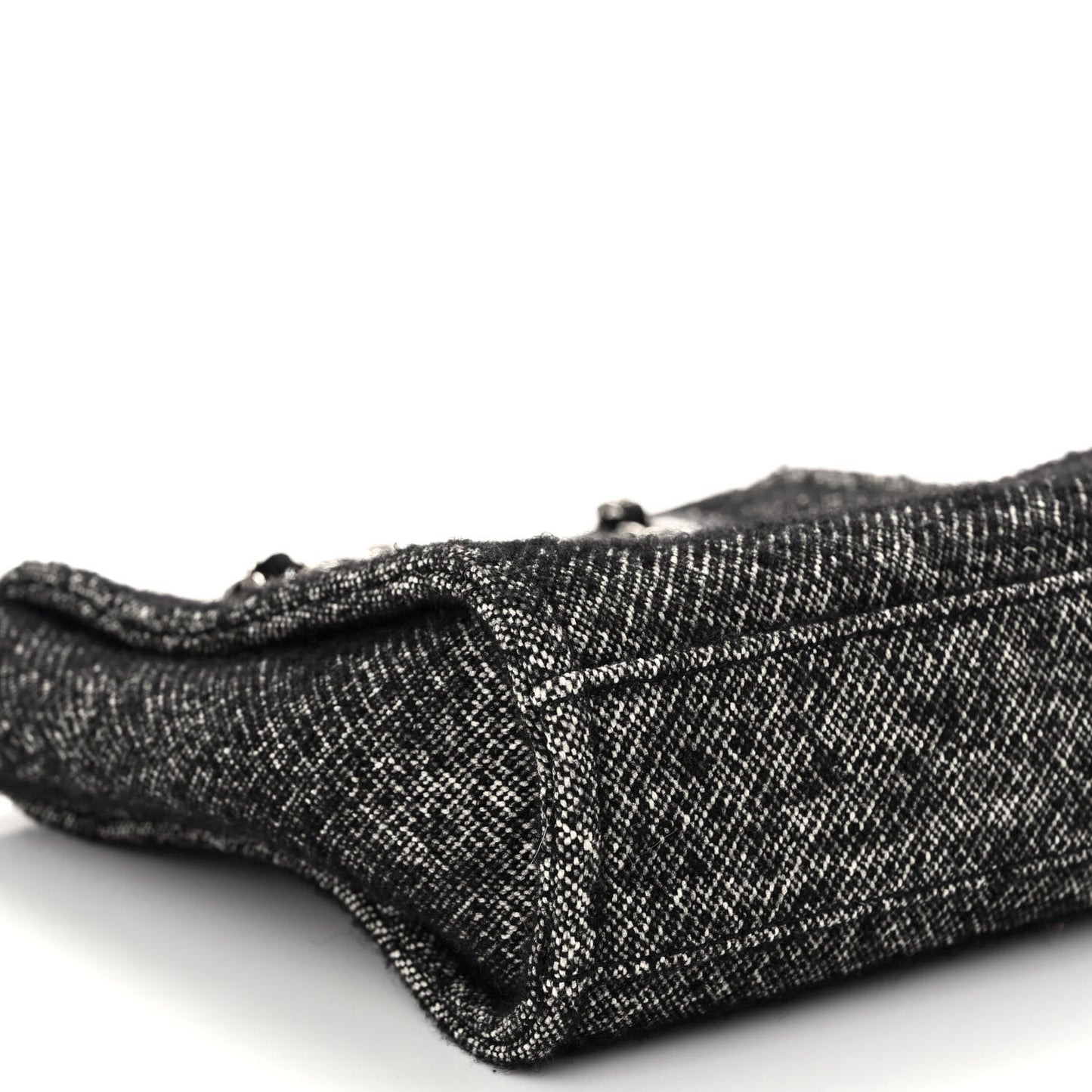 Mixed Fibers Calfskin Mini Deauville Tote Black White