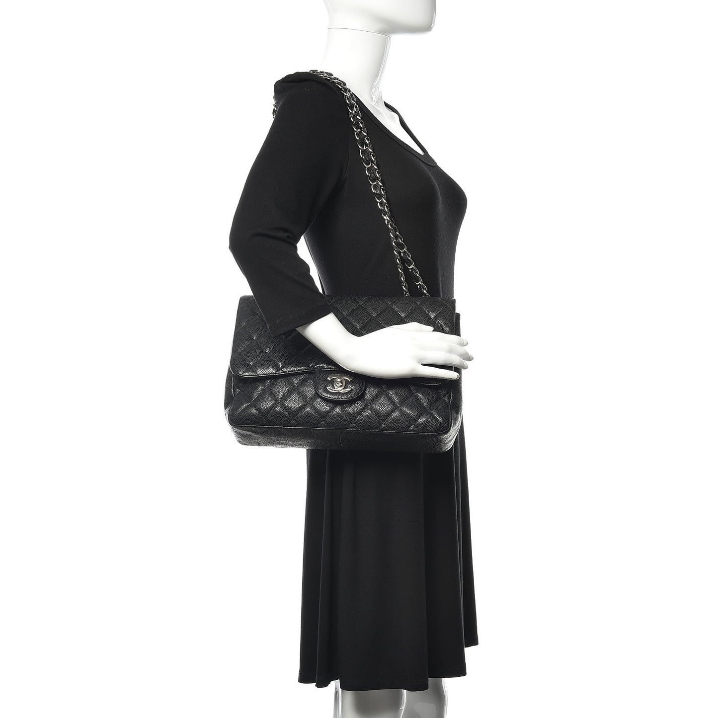 Caviar Quilted Jumbo Single Flap Black