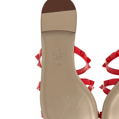 Valentino Garavani Calfskin Monochrome Rockstud Caged Flat Slide Sandals 35 Rouge Pur 8 of 10