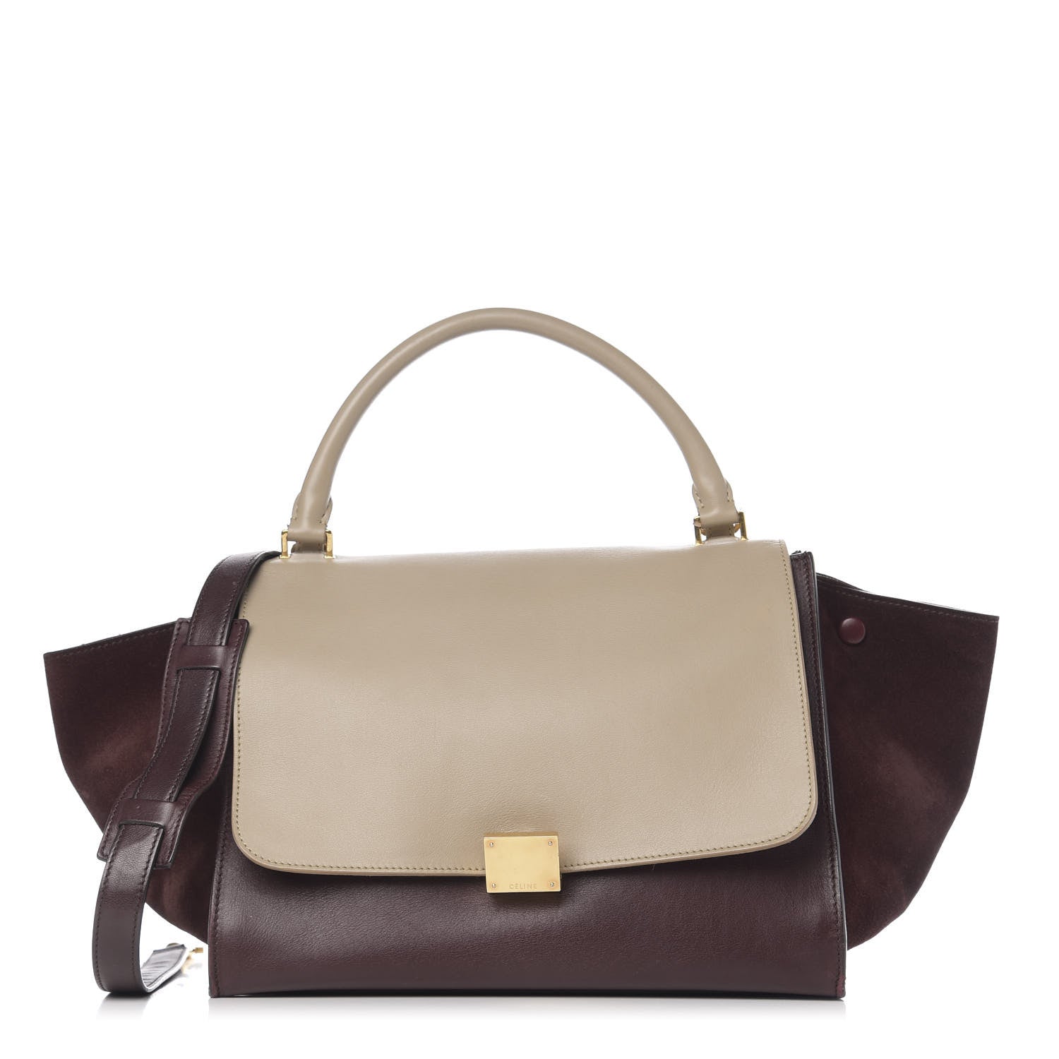 Celine Smooth Calfskin Suede Medium Bi-Color Trapeze Burgundy 1 of 11