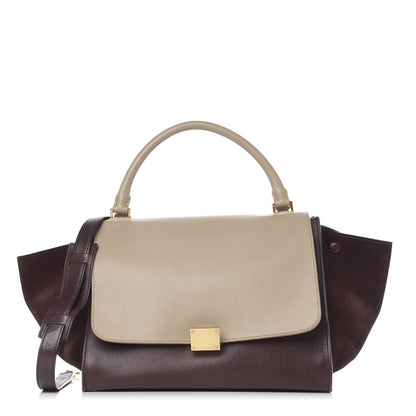 Celine Smooth Calfskin Suede Medium Bi-Color Trapeze Burgundy 1 of 11