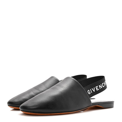 Givenchy Nappa Rivington Logo Slingback Flat 35 Black Silver 3 of 8