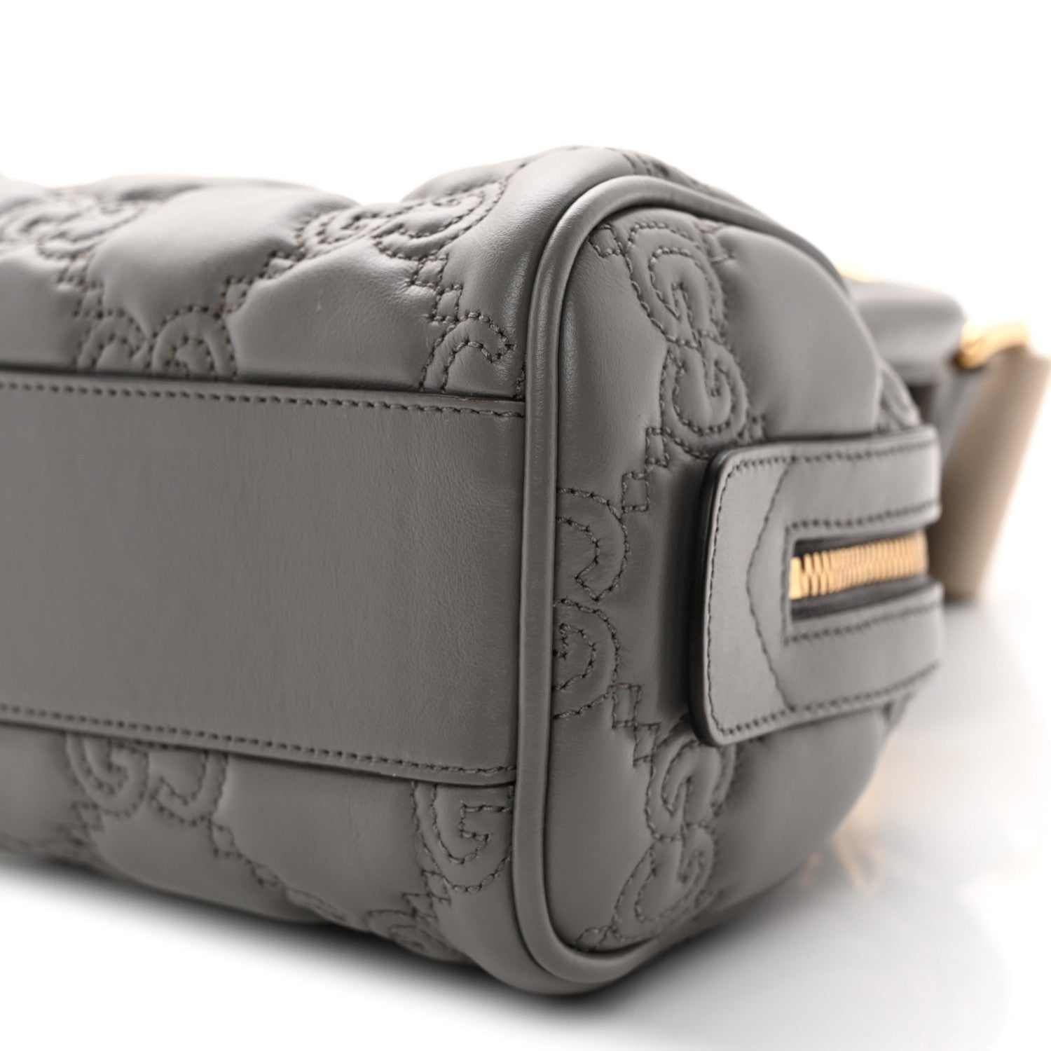 Gucci Calfskin GG Matelasse Mini Bowler Bag Dusty Grey Natural 10 of 10