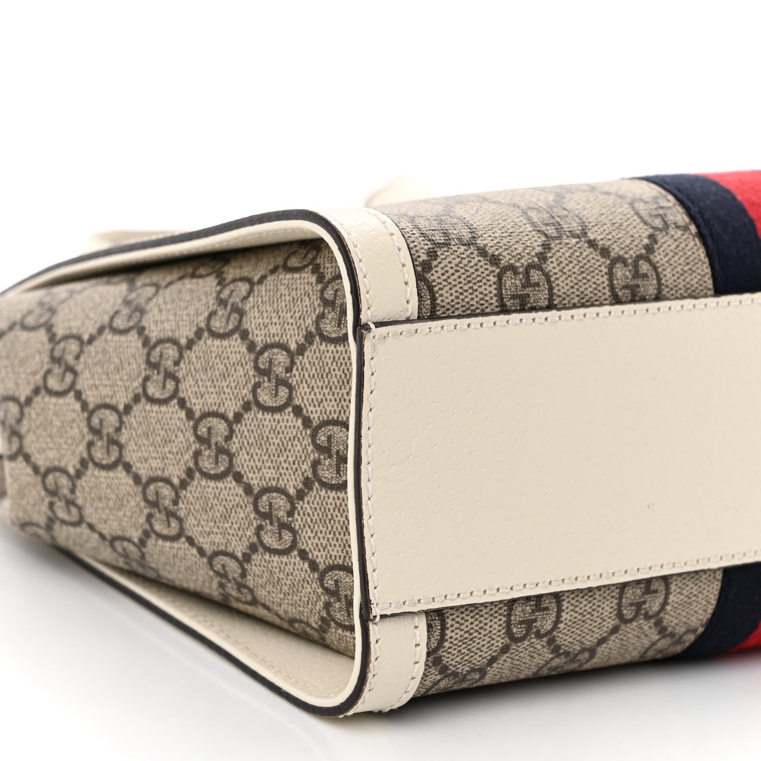 Gucci GG Supreme Monogram Textured Dollar Calfskin Web Small Ophidia Tote Bag Beige Ebony Mystic White 9 of 10
