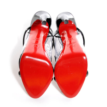 Christian Louboutin PVC Patent Aqua Ronda 120 Sandals 38.5 Transparent Black 5 of 7