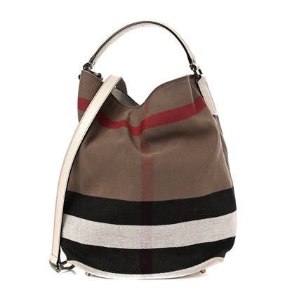 Burberry Canvas Mega Check Medium Susanna Hobo White 2 of 15