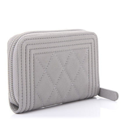 Chanel Caviar Quilted Boy Zip Around Coin Purse Wallet Grey 3 of 11