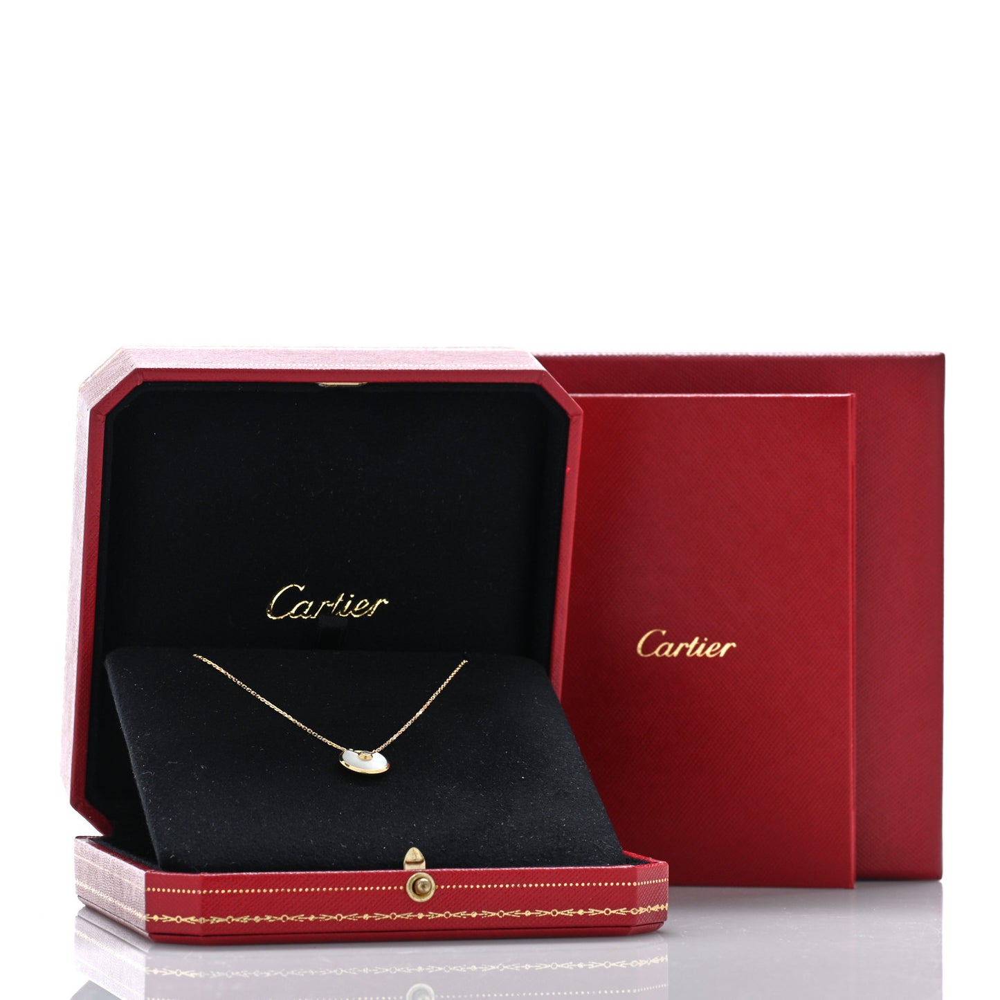 18K Yellow Gold Diamond Mother of Pearl XS Amulette de Cartier Pendant Necklace