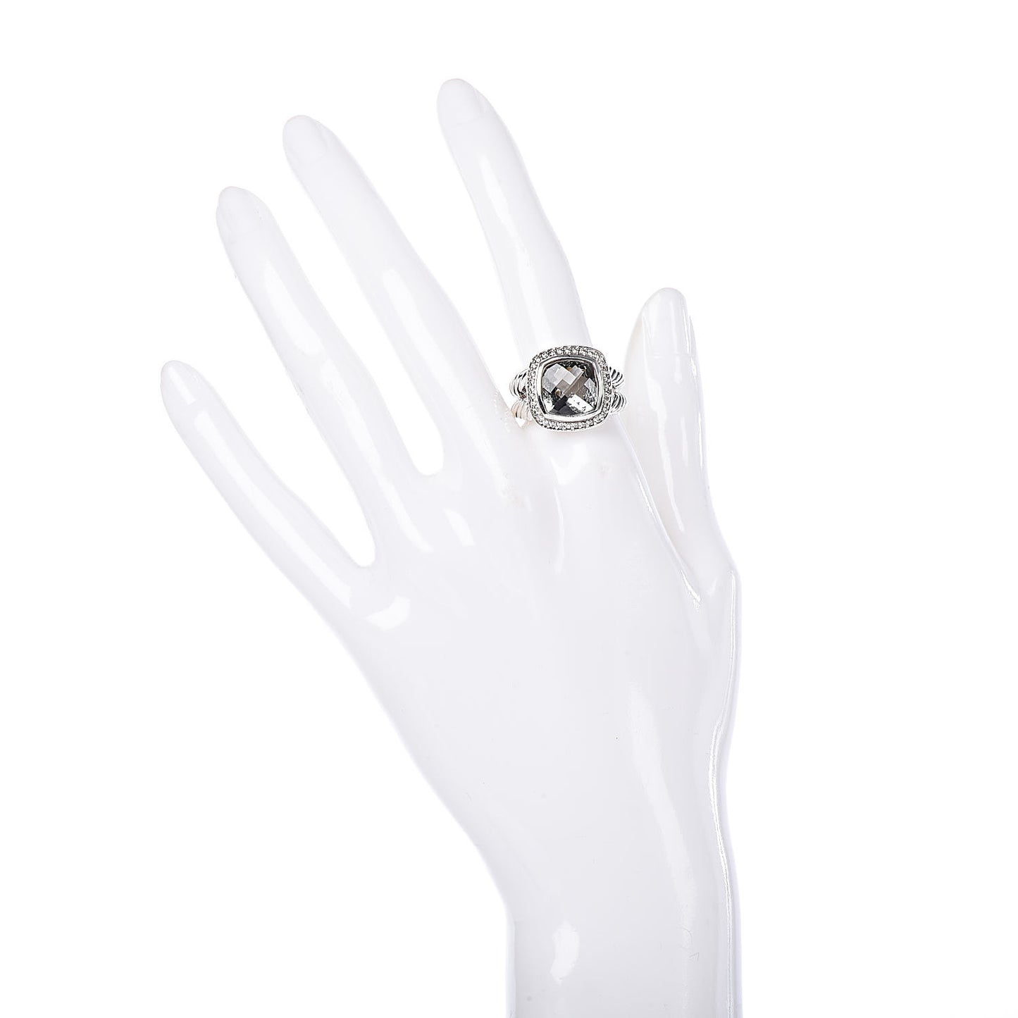 Sterling Silver Diamond Prasiolite 11mm Albion Ring 57 8