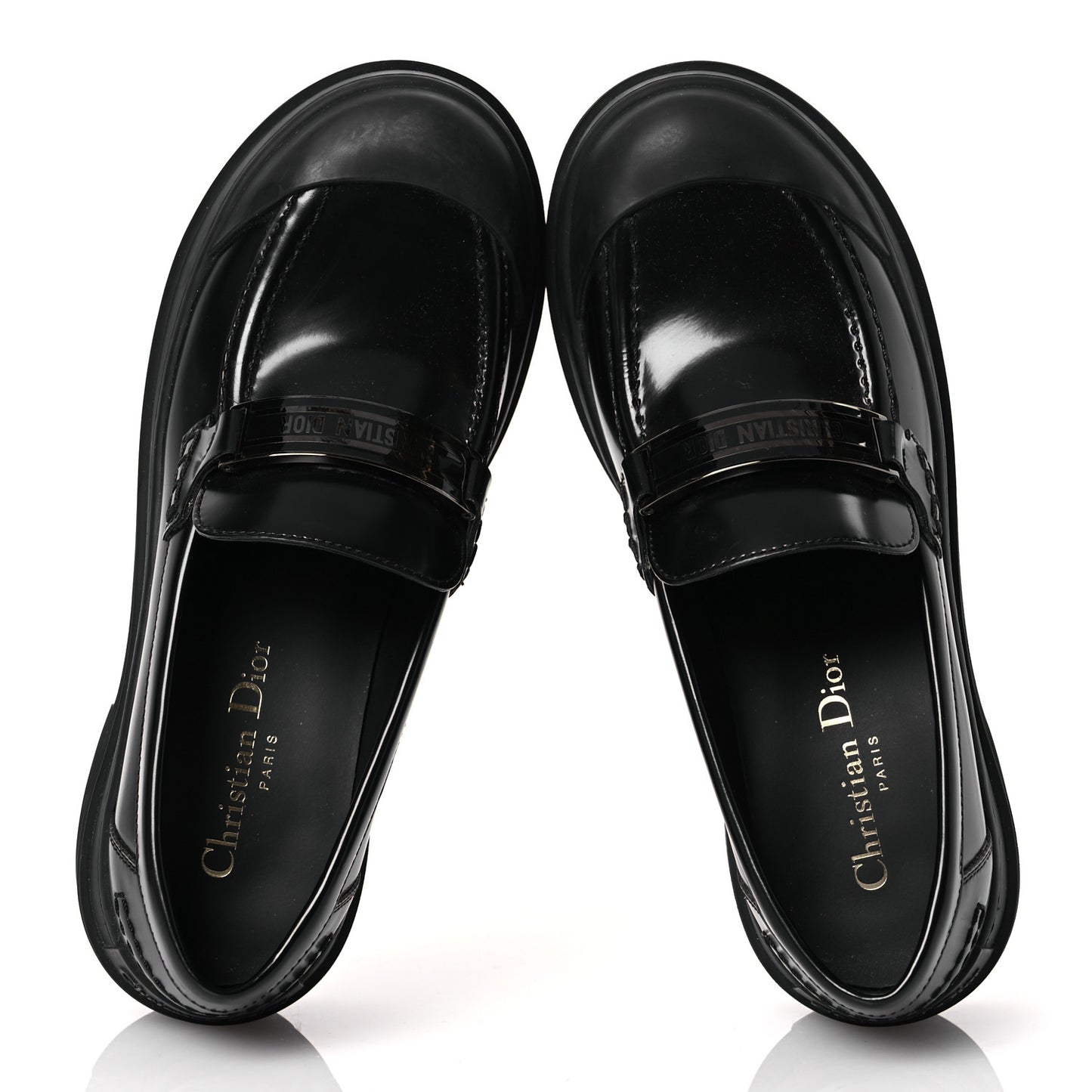 Brushed Calfskin Dior Code Lug Sole Platform 35mm Loafers 37 Black