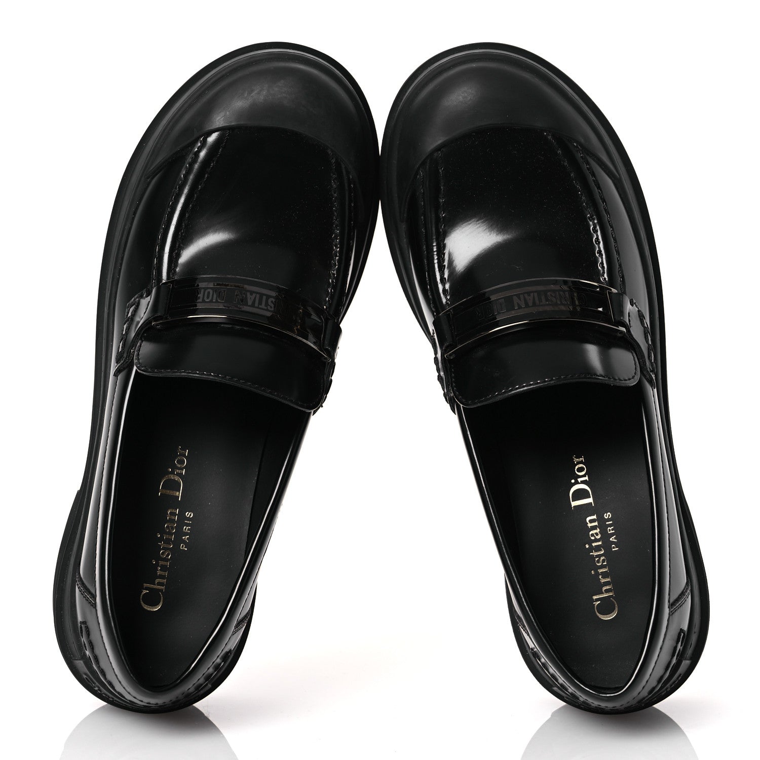 Christian Dior Brushed Calfskin Dior Code Lug Sole Platform 35mm Loafers 37 Black 2 of 11