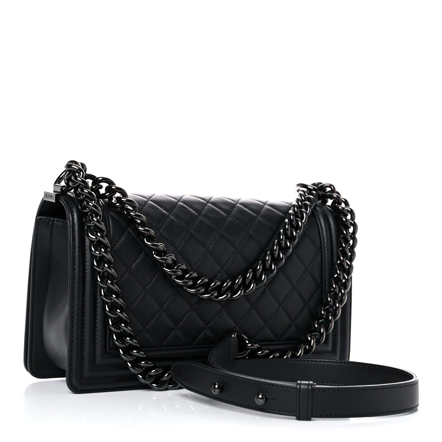 Chanel Calfskin Quilted Medium Boy Flap So Black 2 of 10