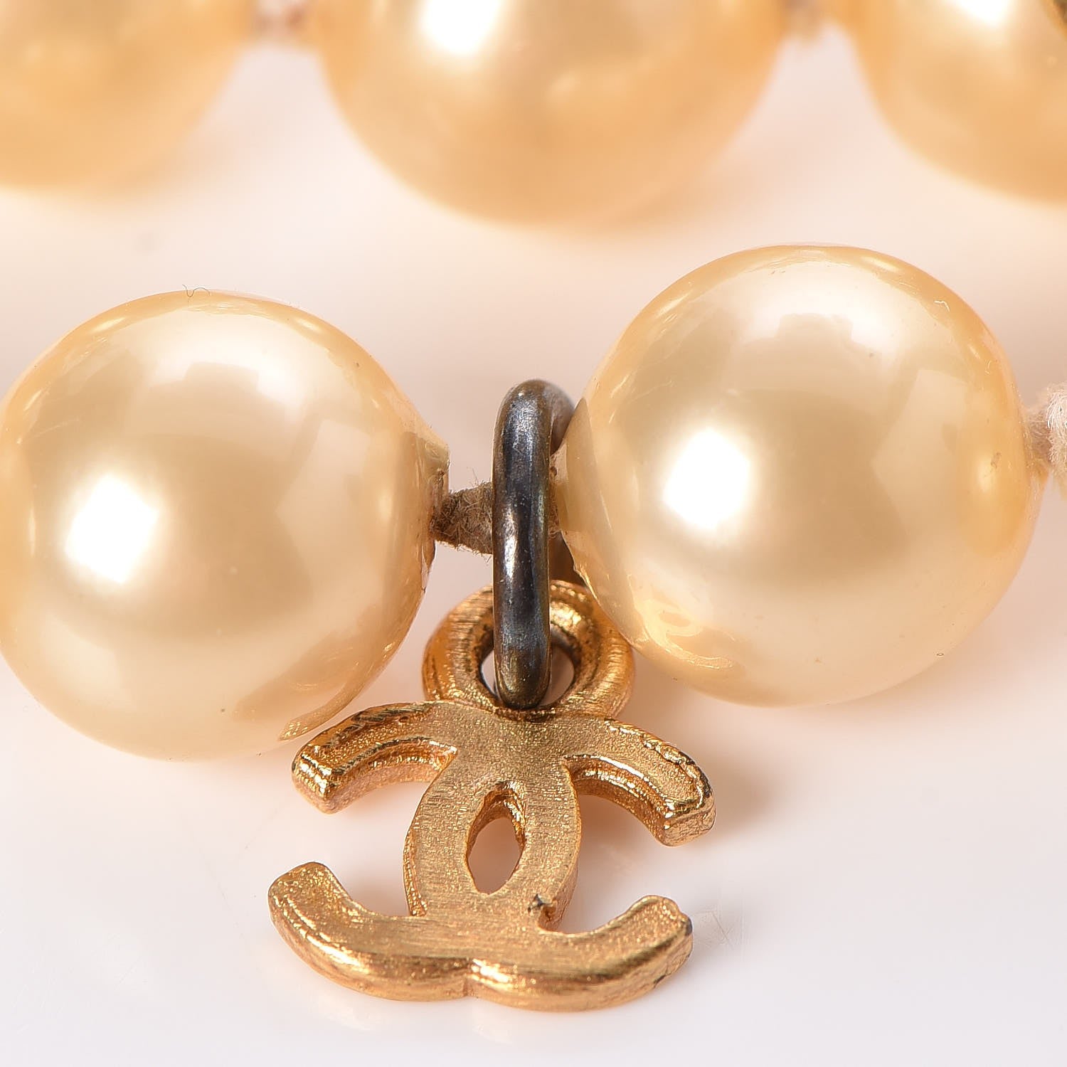 Chanel Pearl Long Necklace Gold 5 of 9