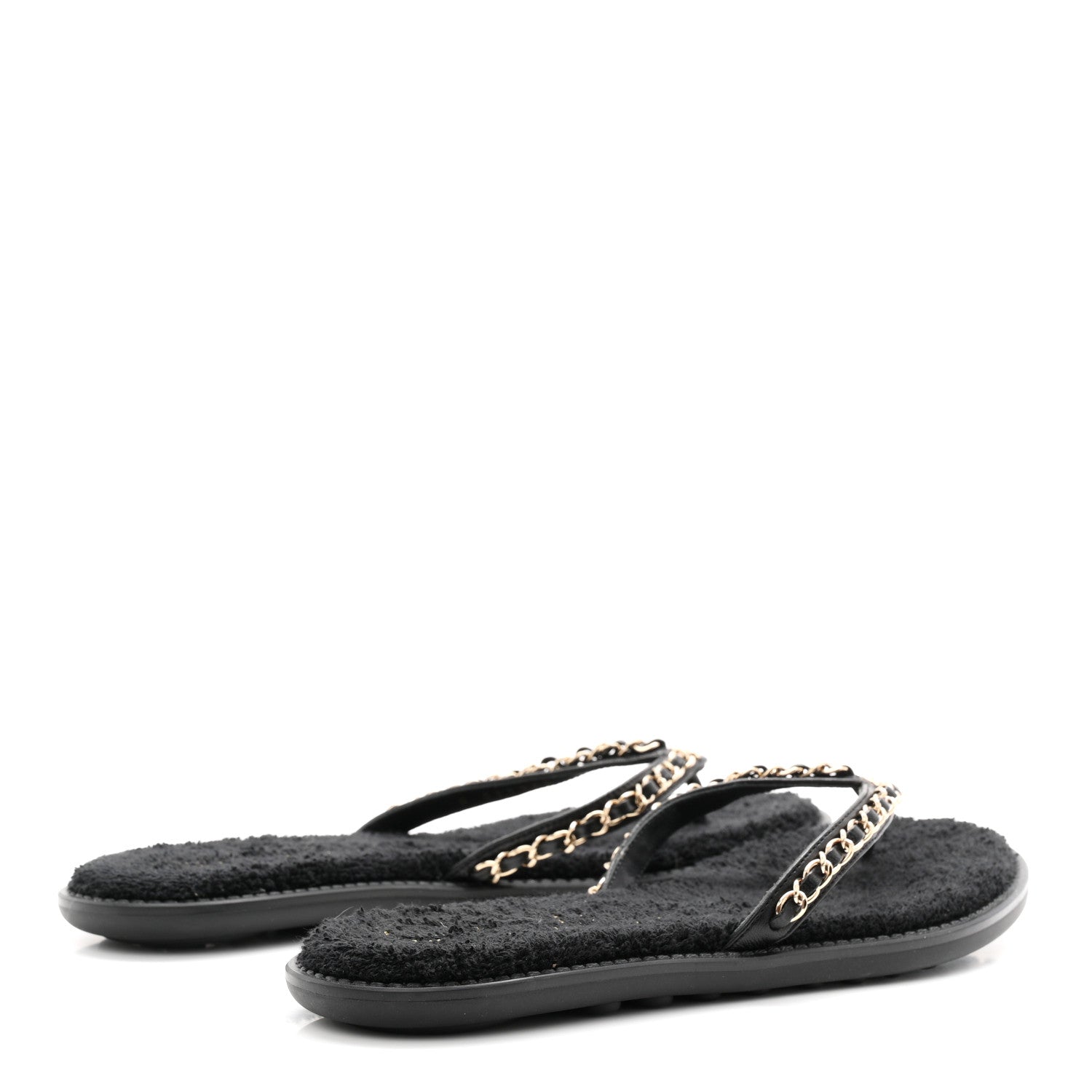 Chanel Lambskin CC Chain Thong Sandals 39 Black 5 of 10
