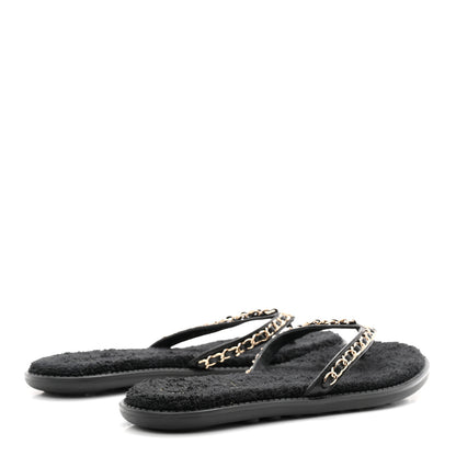 Chanel Lambskin CC Chain Thong Sandals 39 Black 5 of 10