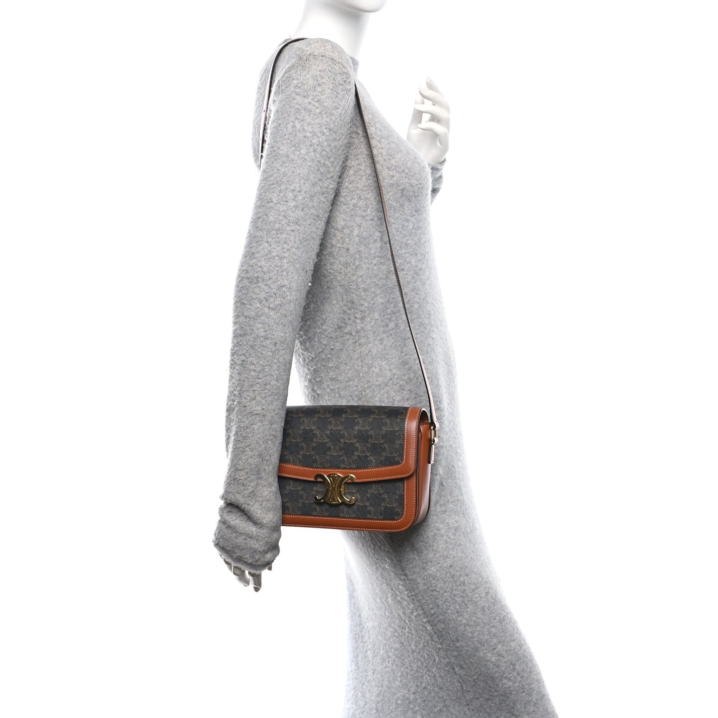 Triomphe Canvas Calfskin Medium Triomphe Bag Tan