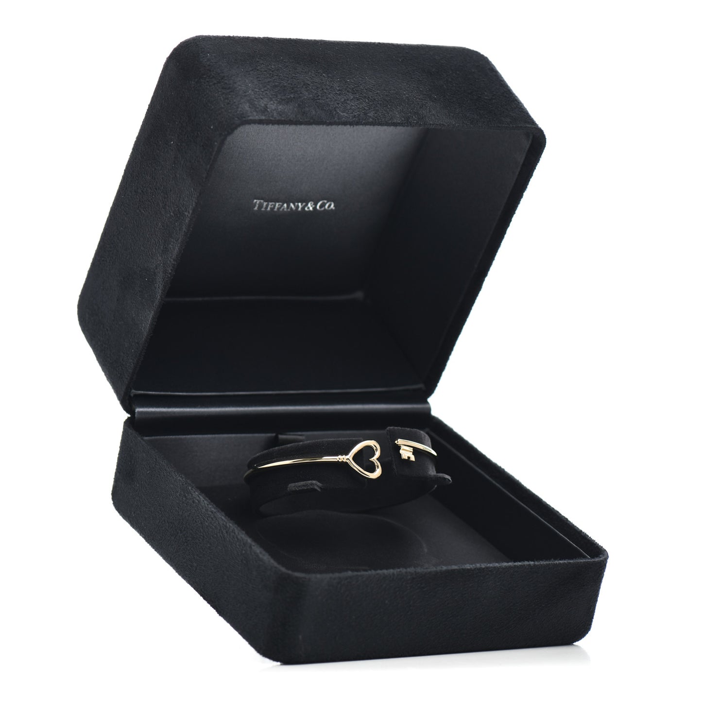 18K Yellow Gold Wire Heart Key Bracelet