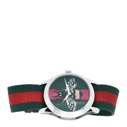Gucci Stainless Steel Nylon 38mm Le Marche Des Merveilles Bee Quartz Watch Green 2 of 5