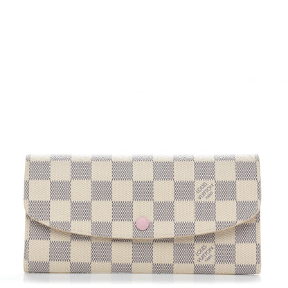 Louis Vuitton Damier Azur Emilie Wallet Rose Ballerine 1 of 7
