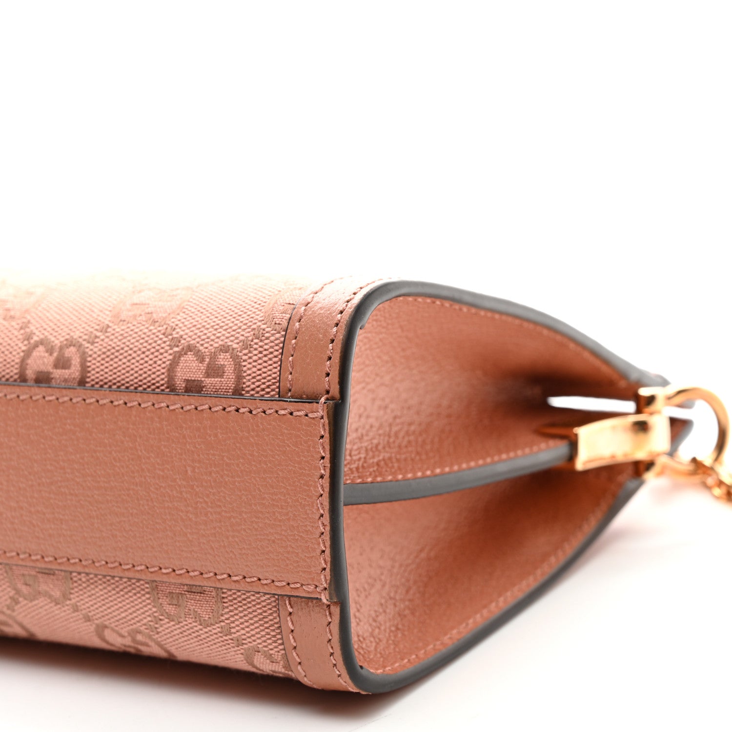 Gucci Monogram Textured Dollar Calfskin Small Ophidia Chain Shoulder Bag Cloche Rose Pink 9 of 9