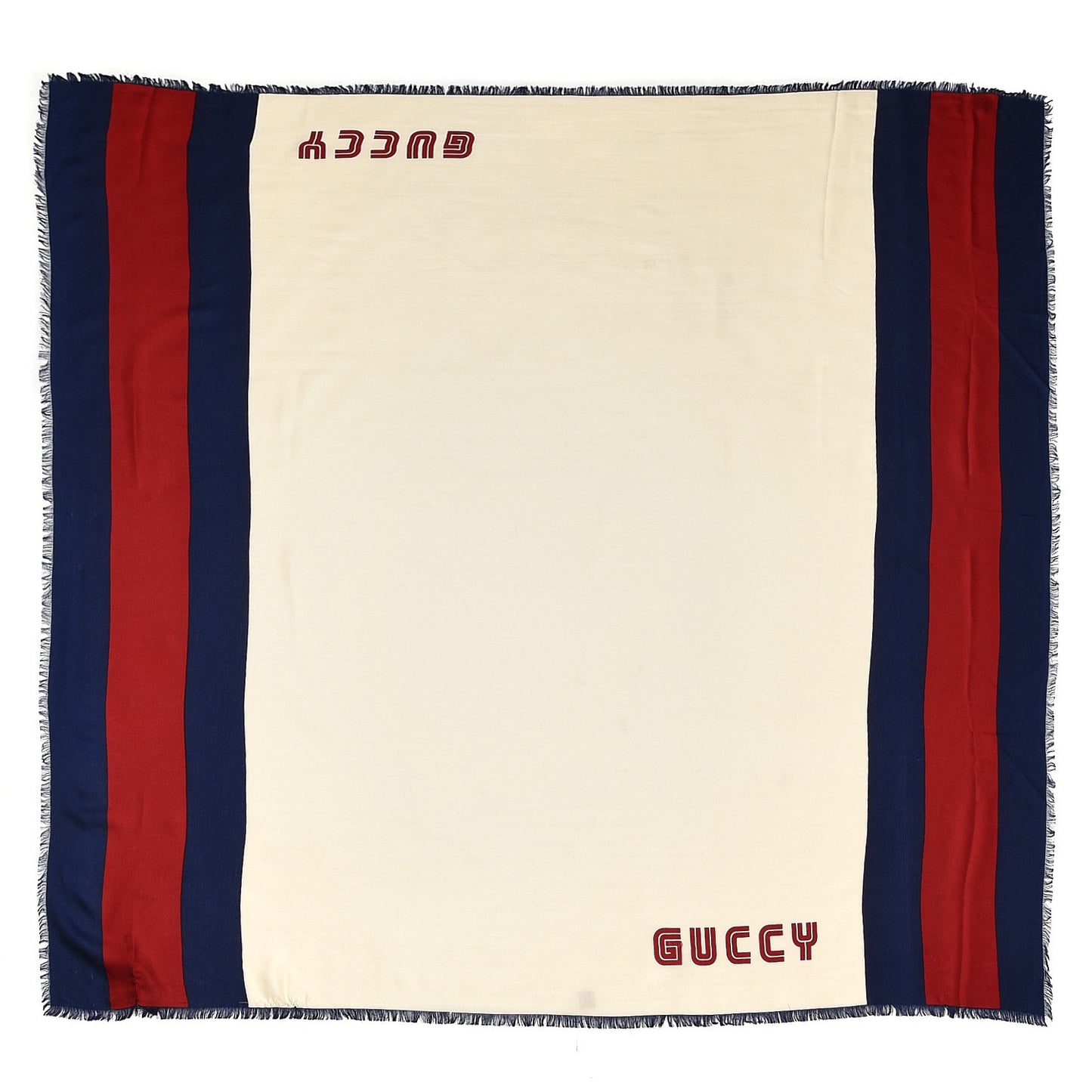 X SEGA Silk Modal Web GUCCY Scarf Ivory Blue Red