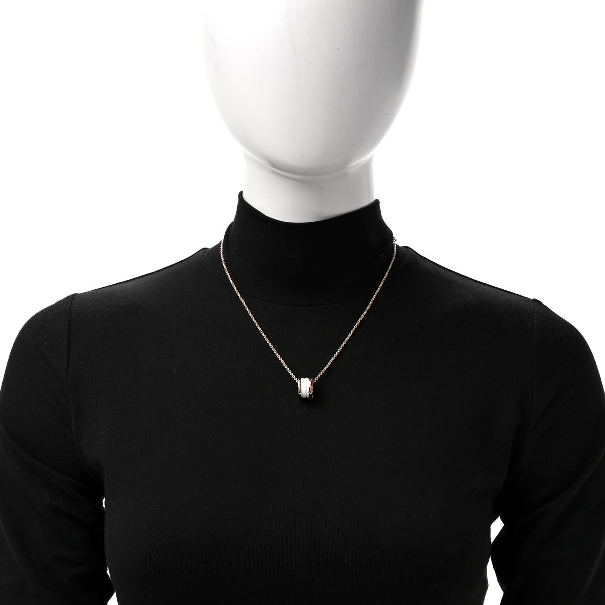 Bulgari 18K Rose Gold White Ceramic B.Zero1 Pendant Necklace 2 of 6