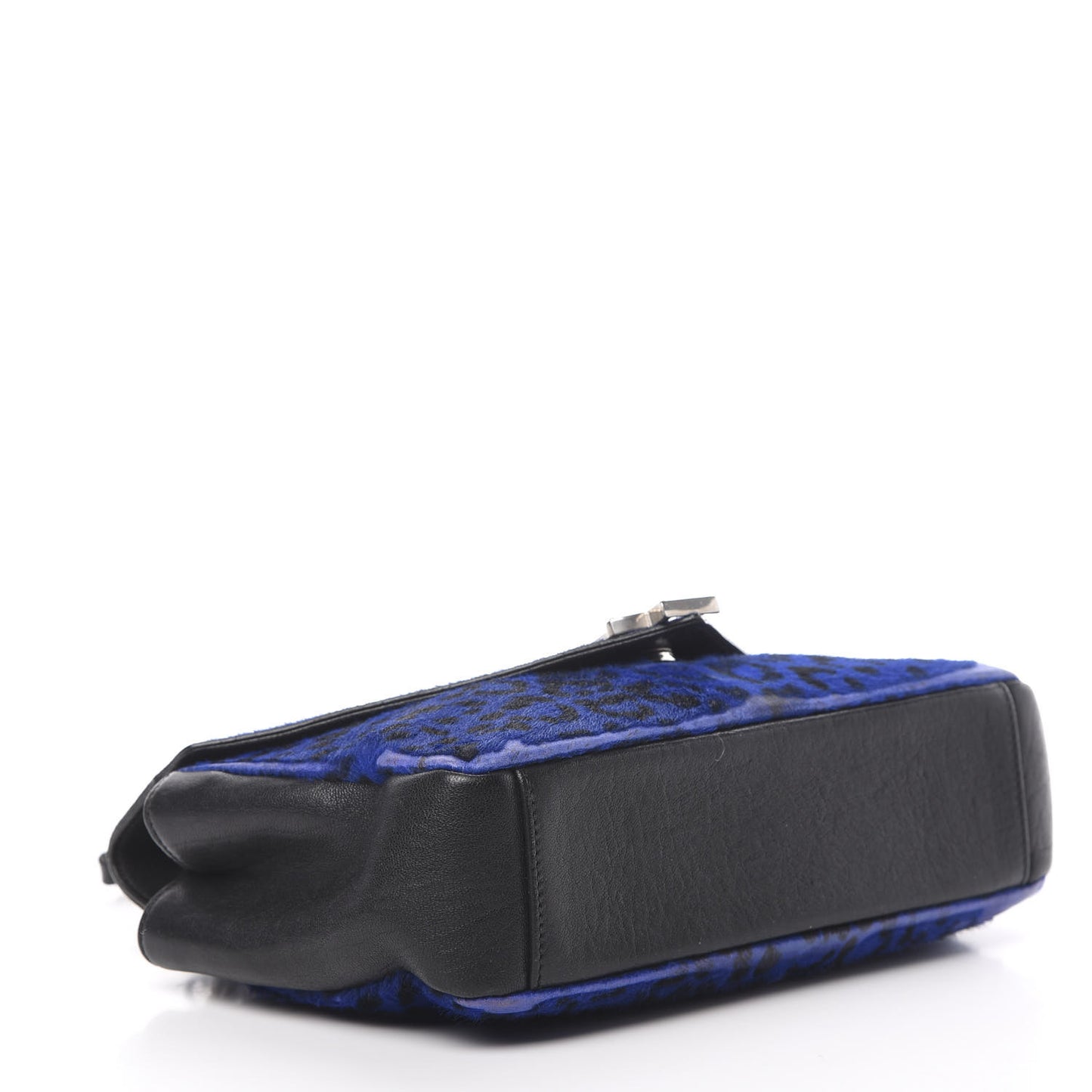 Pony Hair Calfskin Monogram Leopard Print Medium Punk Chain Bag Blue