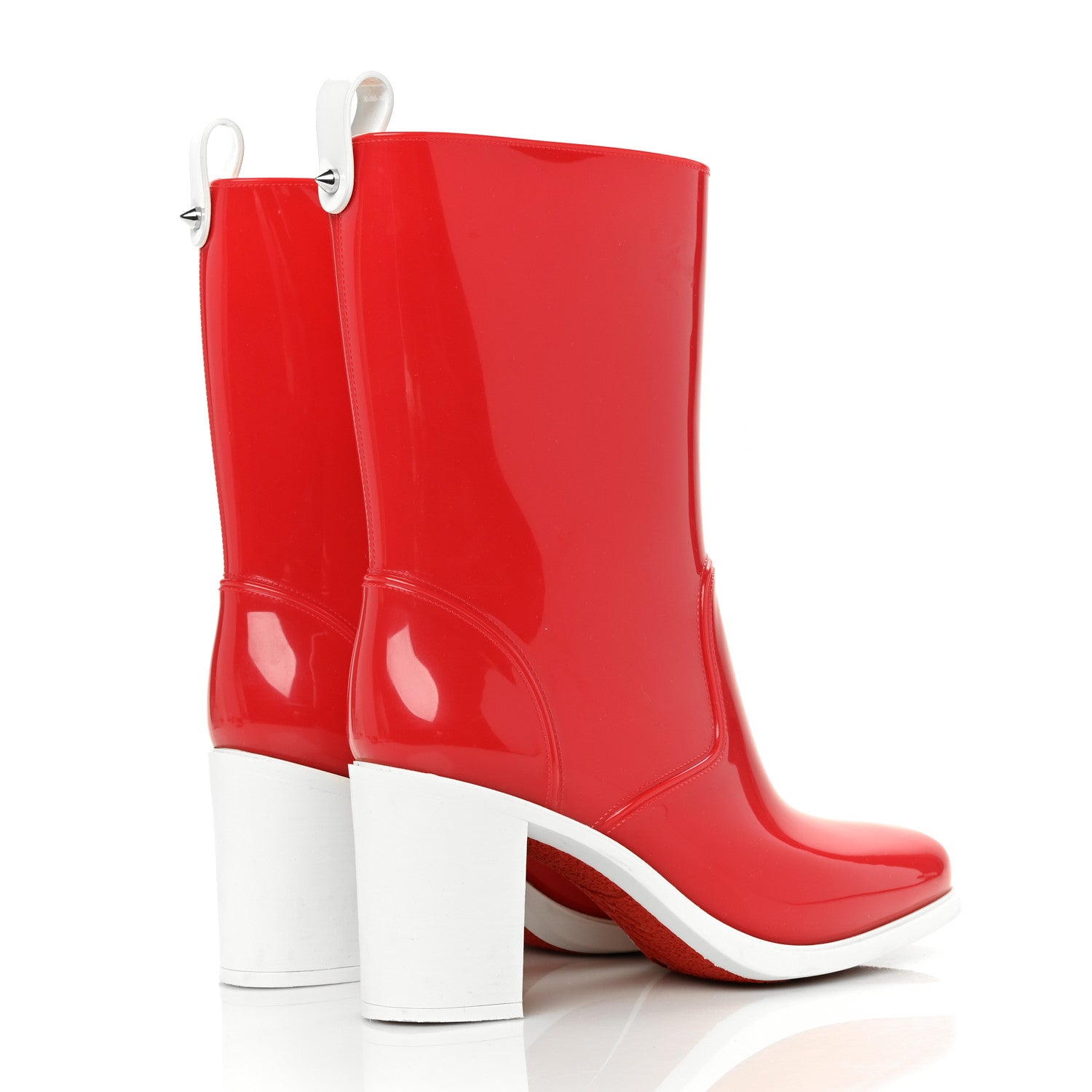 Christian Louboutin PVC Loubirain 70MM Rain Boots 38 Red 4 of 7