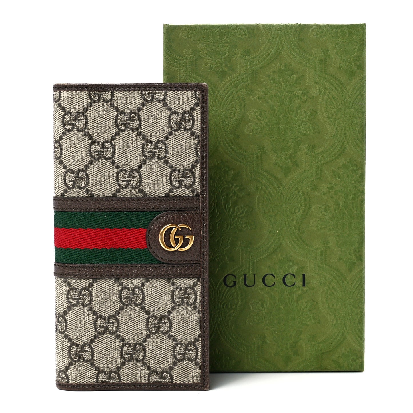 GG Supreme Monogram Web Mens Ophidia Long Wallet Beige New Acero