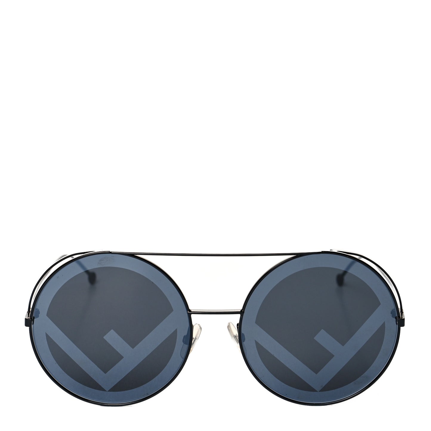 Metal F is Fendi Printed Run Away Round Frame Sunglasses FF 0285/S Black