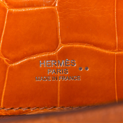 Hermes Shiny Niloticus Crocodile Kelly Cut Pochette Pain D'Epice 15 of 22