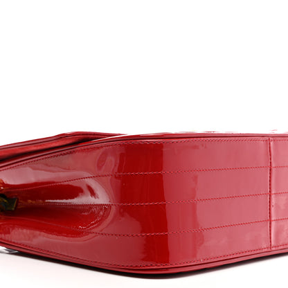 Saint Laurent Patent Matelasse Monogram Large Vicky Chain Bag Rouge Eros 9 of 10