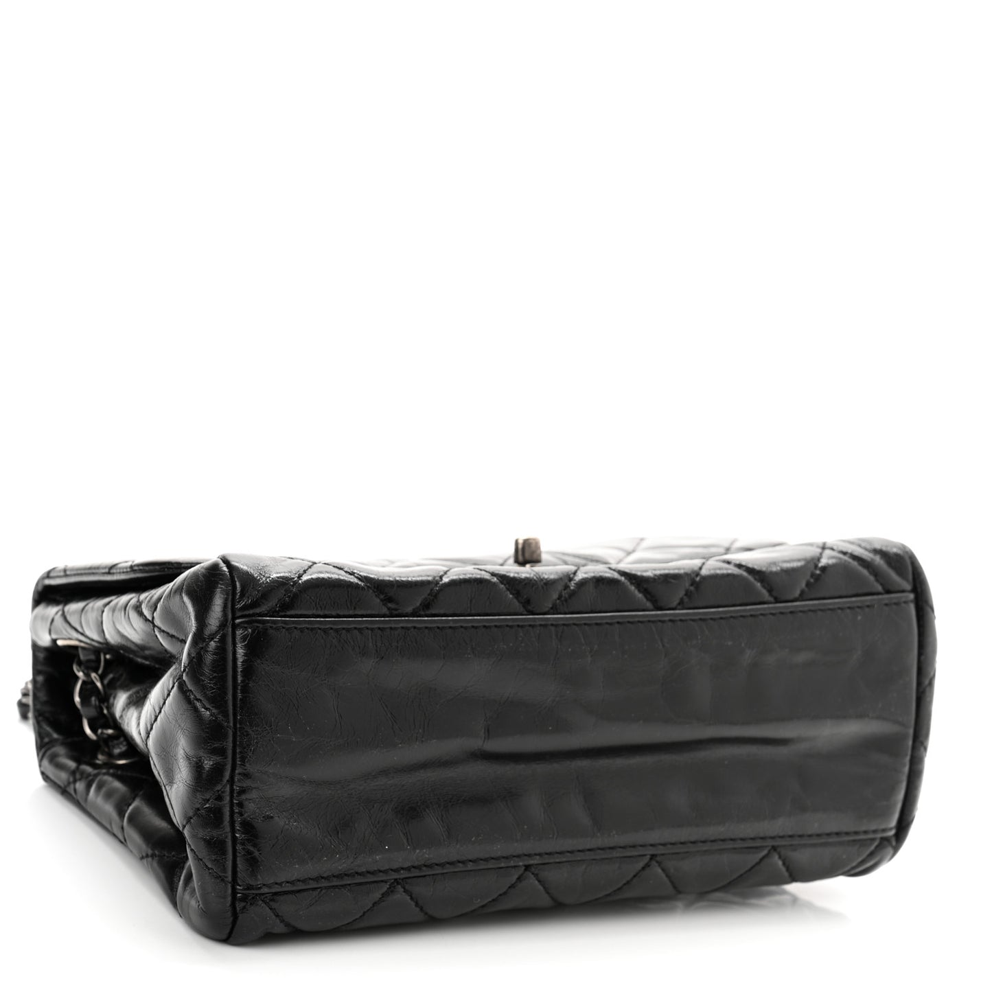 Glazed Calfskin Quilted Medium Coco Soft Flap Black