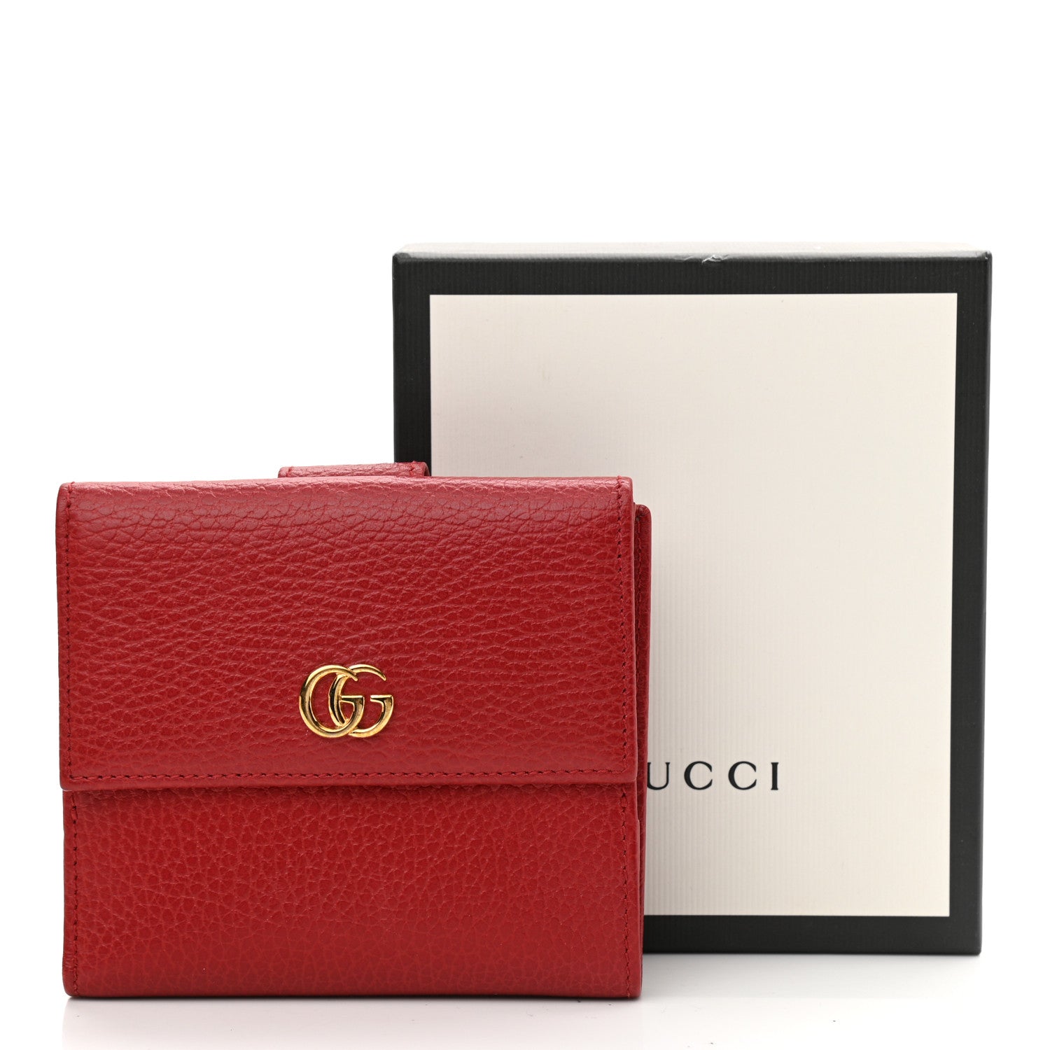Gucci Dollar Calfskin Double G French Flap Wallet Hibiscus Red 7 of 7