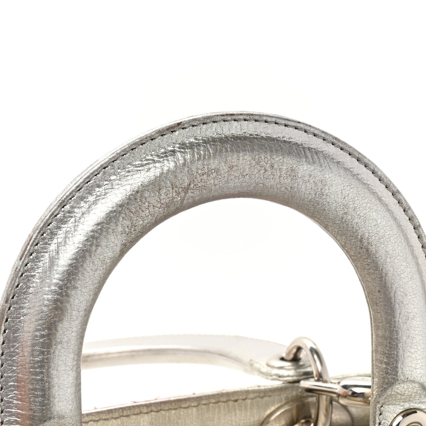 Metallic Grained Calfskin Cannage Small Lucky Badges My Lady Dior Silver