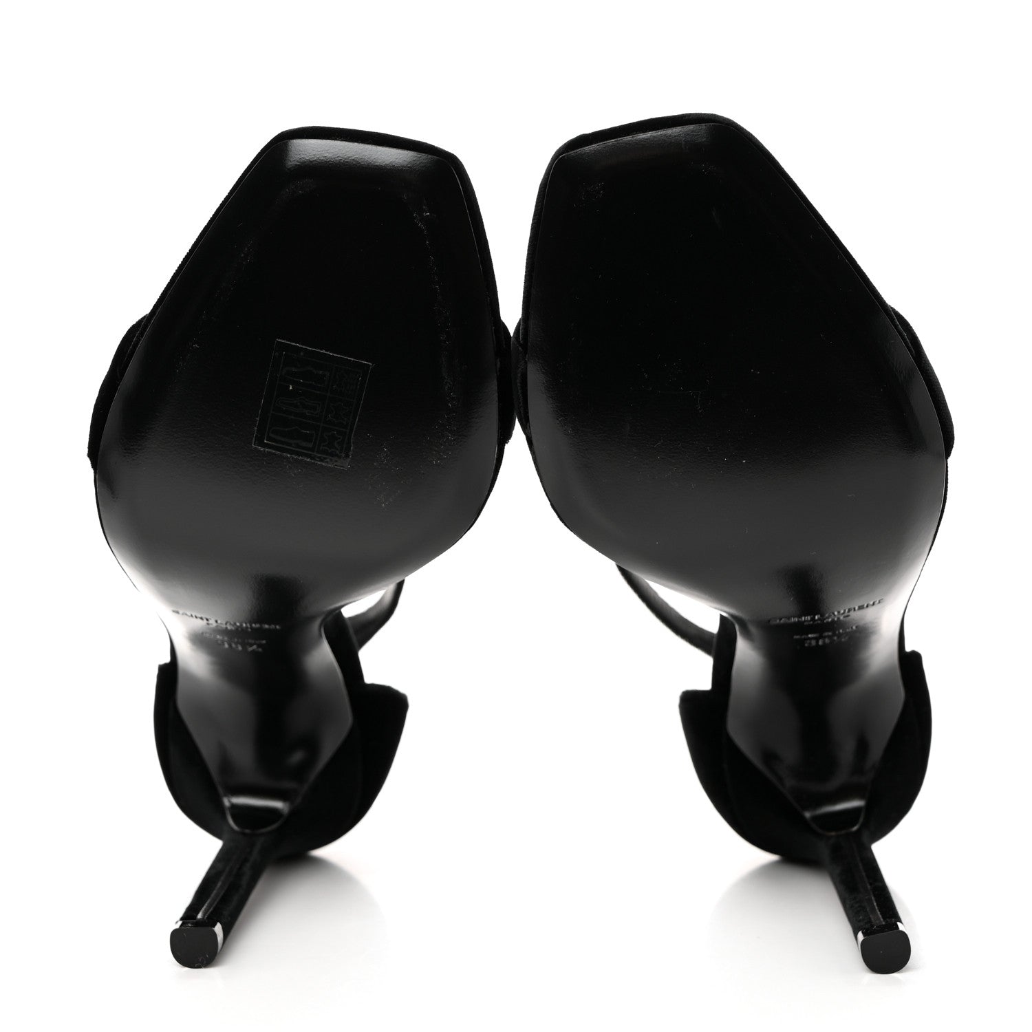 Saint Laurent Velvet Amber 105 Ankle Strap Sandals 38.5 Black 5 of 9