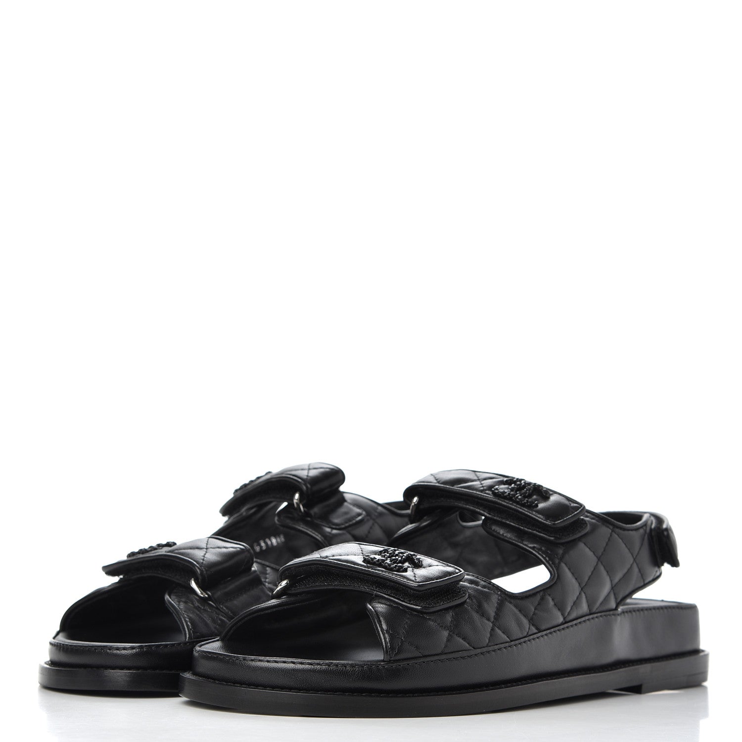 Chanel Lambskin Velcro Dad Sandals 41 Black 3 of 13
