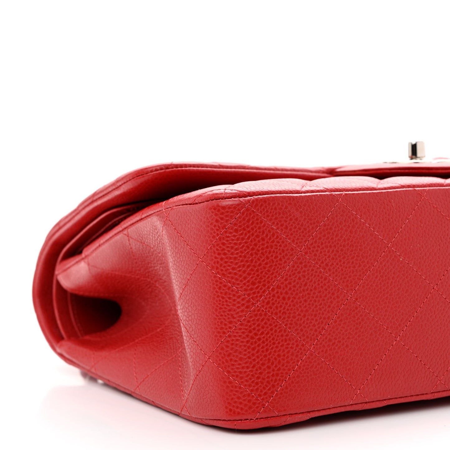 Caviar Quilted Jumbo Double Flap Red