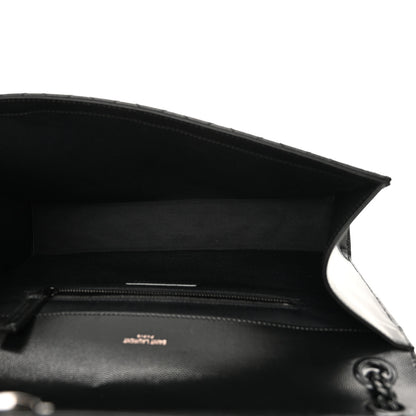 Saint Laurent Grain De Poudre Textured Mixed Matelasse Large Triquilt Monogram Monochrome Satchel Black 5 of 9