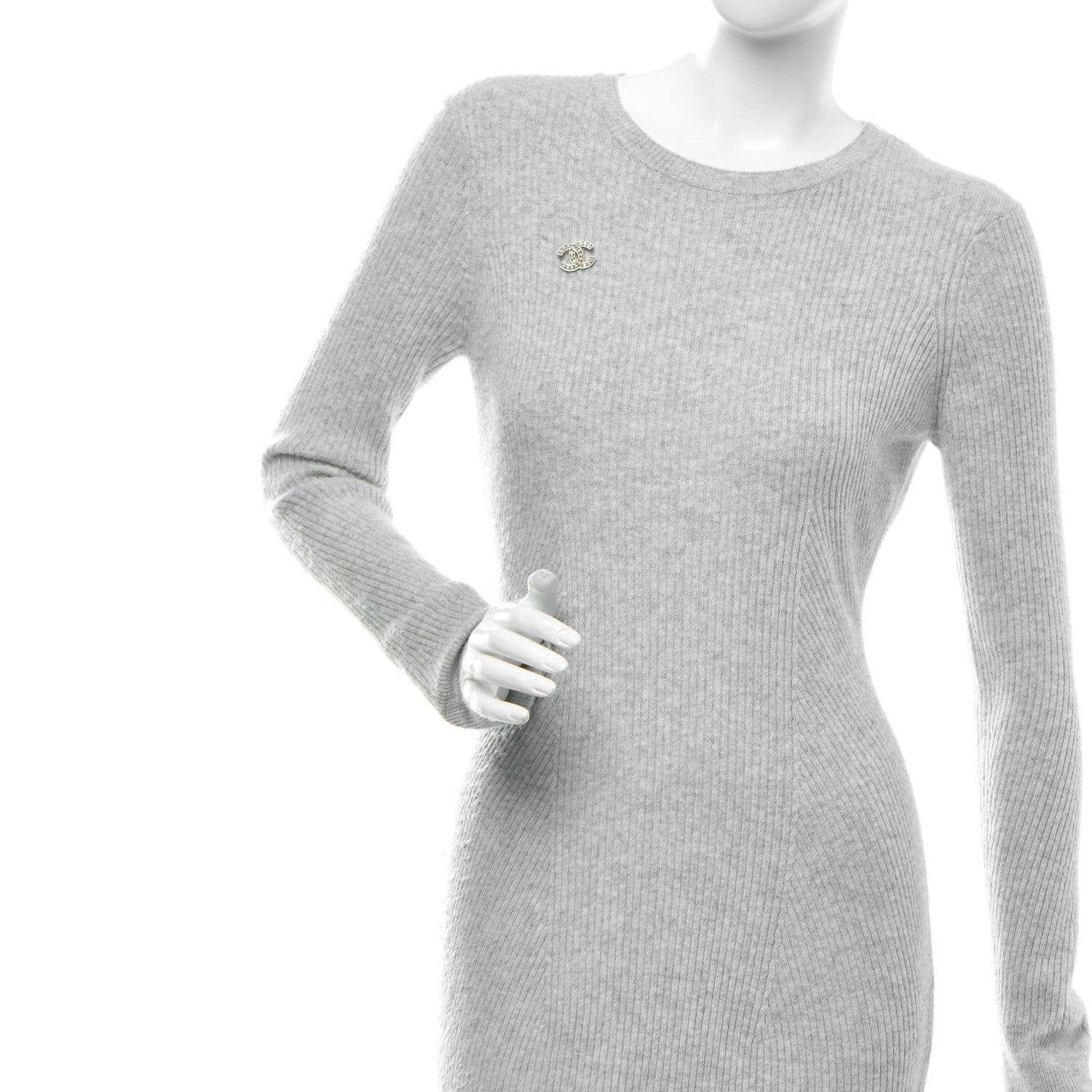 Chanel Pearl Crystal CC Brooch Gold 2 of 4